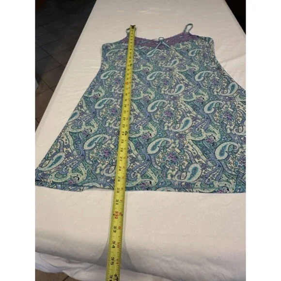 Secret Treasure Sleepwear Slip Dress Womens Size Medium M Floral blue lace prett - Picture 7 of 10
